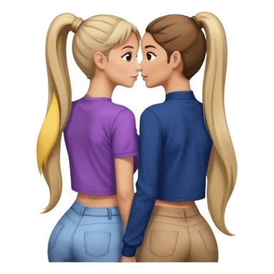  Ariana grande back view with long hair in a ponytail leaning on another girl with long hair in a ponytail  sticker