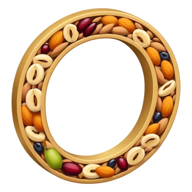 Letter O with dry fruit coming out of it sticker