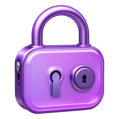 Holographic and glassmorphic purple lock sticker