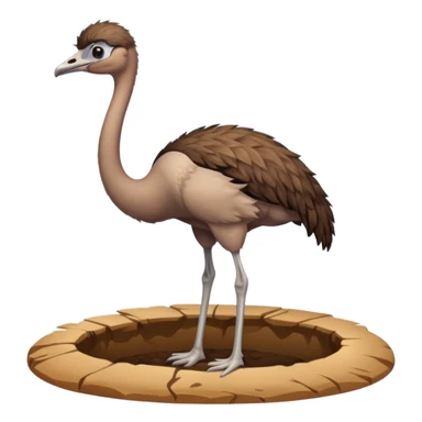Ostrich with it's head inside a hole in the ground only it's body and neck visible sticker
