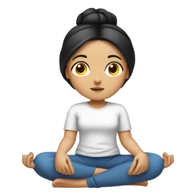 young white girl with black hair meditating sticker