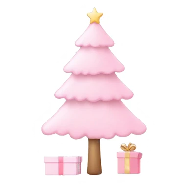 cute pastel pink christmas tree with pastel pink presents under  sticker