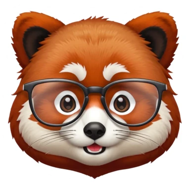 A red panda with serious eyes and a furrowed brow, and glasses. sticker