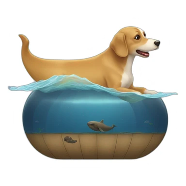 un chien sur une baleine sticker