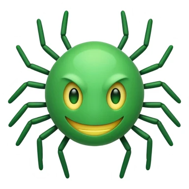 minimalist emoji representing malware, simple digital bug or virus, clean lines sticker