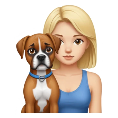 Blonde girl with boxer dog sticker