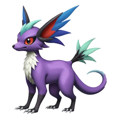 Shiny Noibat-Noivern-Mightyena-Silvally-Fakémon-hybrid-creature (full body)  sticker