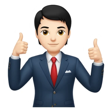 Boss with thumbs up black hair sticker