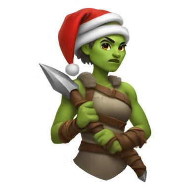 orc female warrior with santa hat sticker