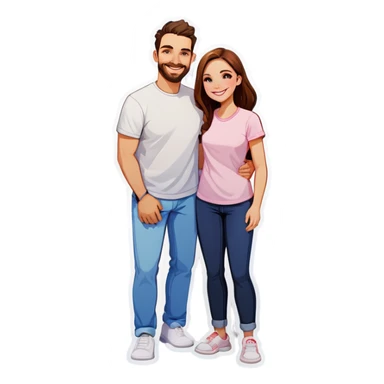 smiling couple in casual attire sticker