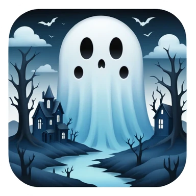 Ghostly Pastel Dark Dull Black Blue White Spectral Gloomy Dusky Dystopian Apocalyptic Aesthetic Scenery Deco sticker