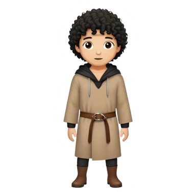 medieval outfit worn by a DnD themed fantasy character. basic wool tunic with a leather belt and a hood. clothes only above the waist. The clothes full waist. The character's haven't arms. character is black hair brown eyes short curly hair tan-skinned man. sticker