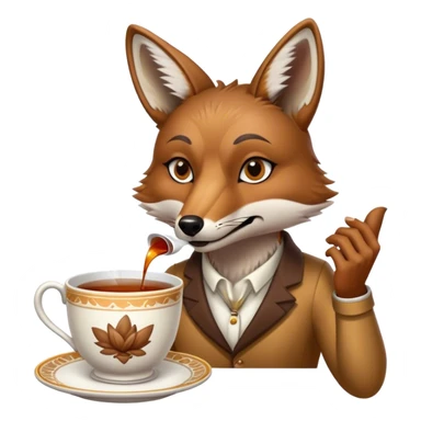 Tea Drinking Coyote sticker