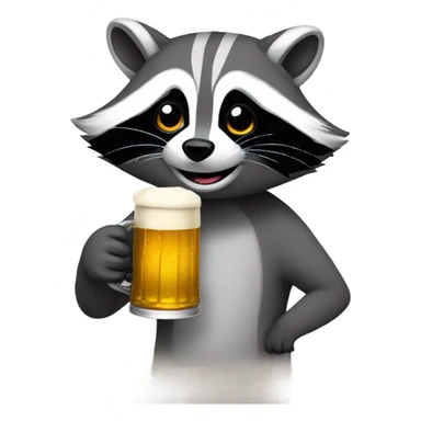 Raccoon drinking beer sticker