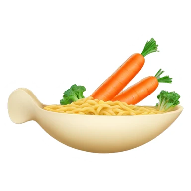 I want carrot inside a boat flying in a bowl  of chicken noodle soup sticker