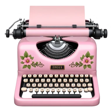 pink vintage floral typewriter  sticker