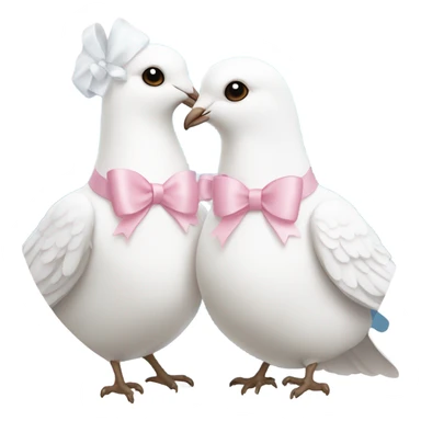 Two White doves with light pink bows around their necks sticker
