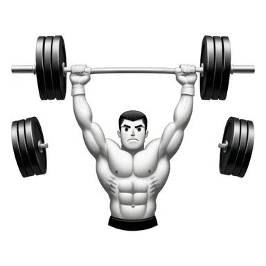 Powerlifting emblem featuring a stylized barbell with heavy weights on each side, flanked by muscular arms gripping the bar. The design is bold and dynamic, symbolizing strength and determination. The background is minimal, focusing on the emblem itself, with a sleek and professional look.  sticker