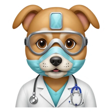 doctor dog wearing medical mask sticker