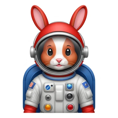 red rabbit with astronaut costume sticker
