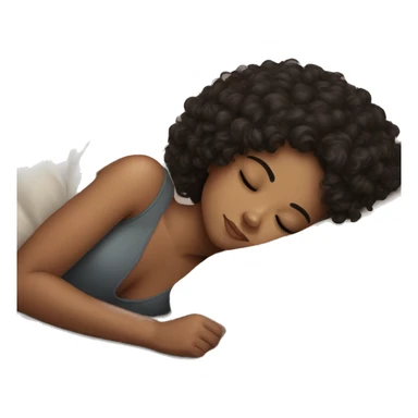 Sleeping girl on pillow dark curly hair sticker