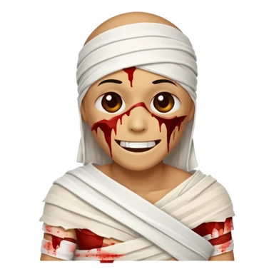 halloween mummy smiling without teeth and with blood stains sticker