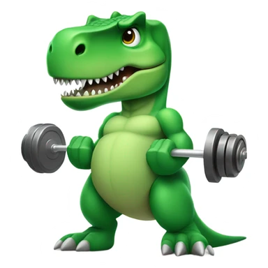 Green T-Rex lifting weights  sticker