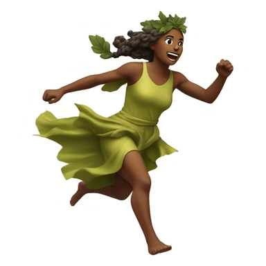 leafy fall goddess sprinting, with a large stride and arms outstretched sticker