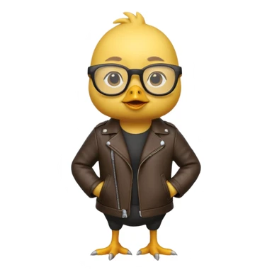 chick animal with glasses, wearing leather jacket sticker