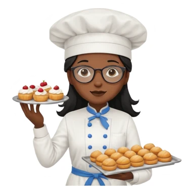 Profesora de pastelería morena con gafas y pelo negro largo sticker