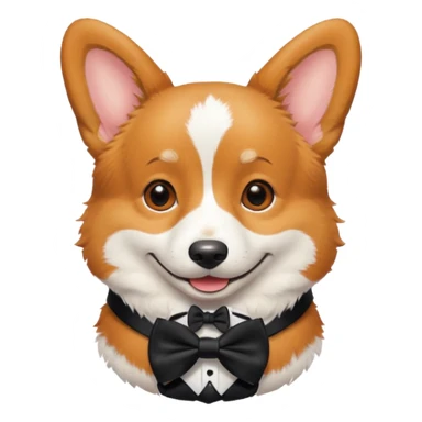 Corgi with black bow tie, half body sticker