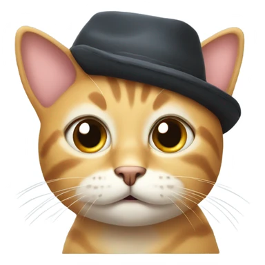 Cat wearing a hat, very friendly with big eyes and shy smile sticker