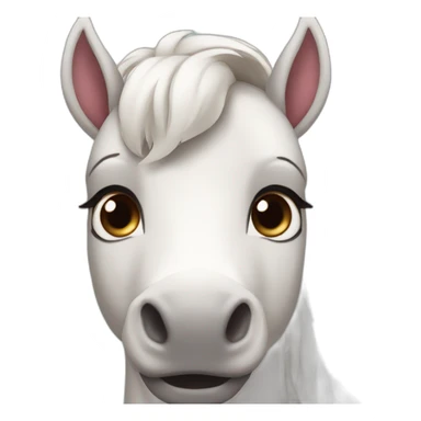 White horse pink nose bleu eyes brown ears sticker