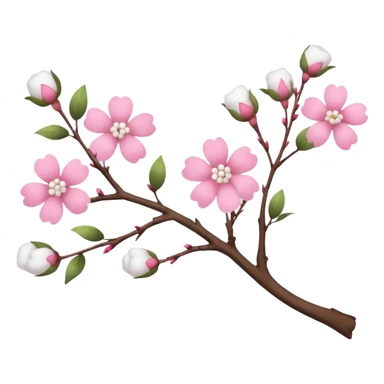 tree branch decorated with flowers and cotton sticker