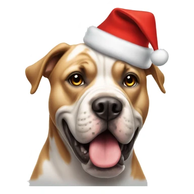XL BULLY dog wearing Christmas hat sticker