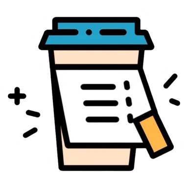 Coffee cup and checklist note connected by a paperclip, representing habit stacking concept sticker