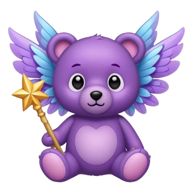 Purple fairy teddy with wings and a wand sticker