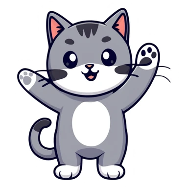 playful cat with paw up sticker