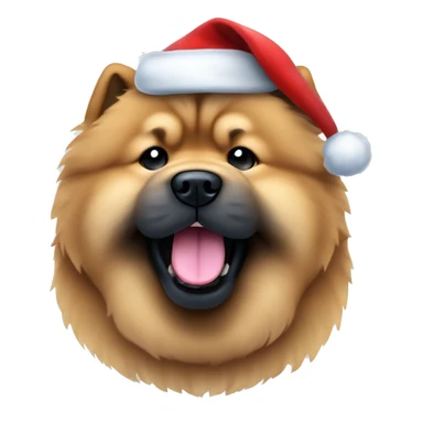 Chow Chow with blue black tongue wearing santa hat sticker