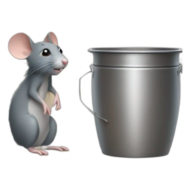 Remy the rat standing beside a big pot sticker