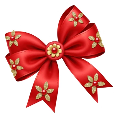 red flower bow with glitter sticker