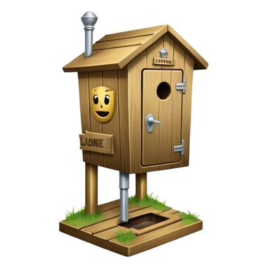 A "I STINK AT FANTASY FOOTBALL" trophy featuring an outhouse-shaped figure with legs on a metallic base - perfect for commemorating league losers.​​​​​​​​​​​​​​​​ sticker