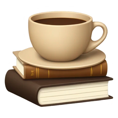 beige cup of coffee on top of a small stack of brown and beige books sticker