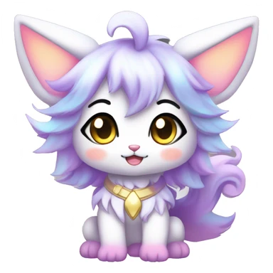 Cute Kawaii Chibi Anthro Sona Colorful Ethereal Pretty see Godly Celestial Shiny Fakemon Full Body sticker