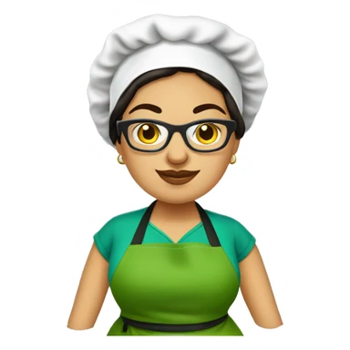 mexican chubby lady green apron  with glasses cooking tacos sticker