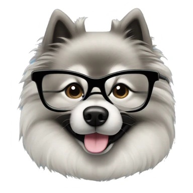 keeshond dog wearing a bow and glasses sticker