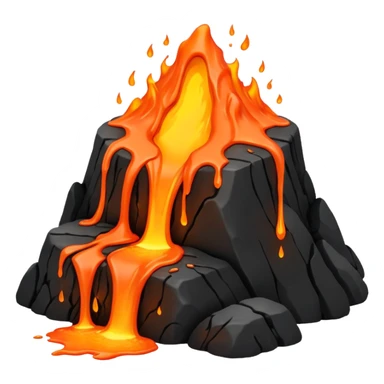 A lava flow spilling slowly over blackened rocks. sticker
