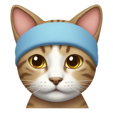 cat wearing a sweatband sticker