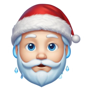 Fantasy human portrait emoji, Santa Claus hat slightly frosted, icy winter face with red candlelight reflection in eyes, cold blue lighting, subtle festive contrast, emotional minimalism, clean readable emoji style, male/female variant
 sticker