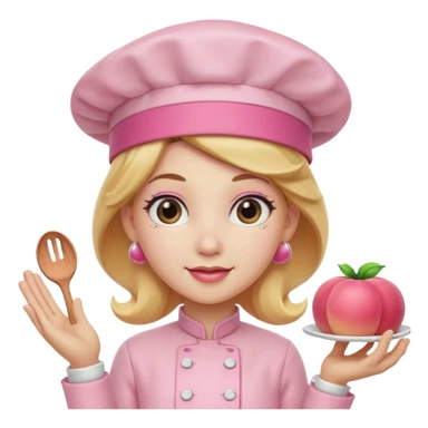 Pink chef hat princess peach with a hand sticker